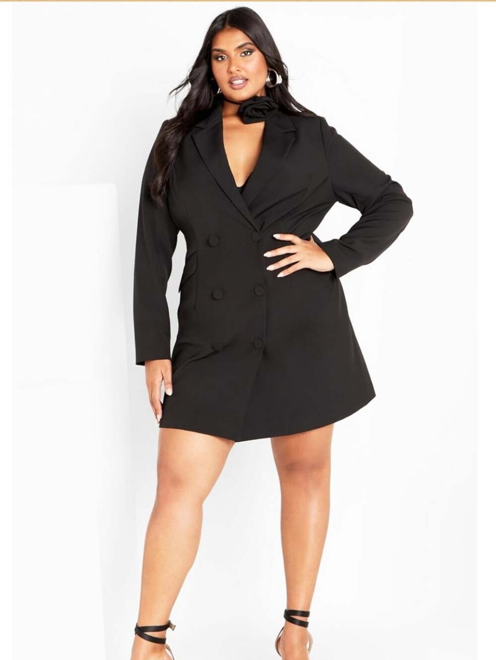 City Chic Serena 2 Piece Dress - black Size 16